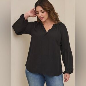 Torrid Georgette Puff Sleeve Peasant Blouse - 3X
